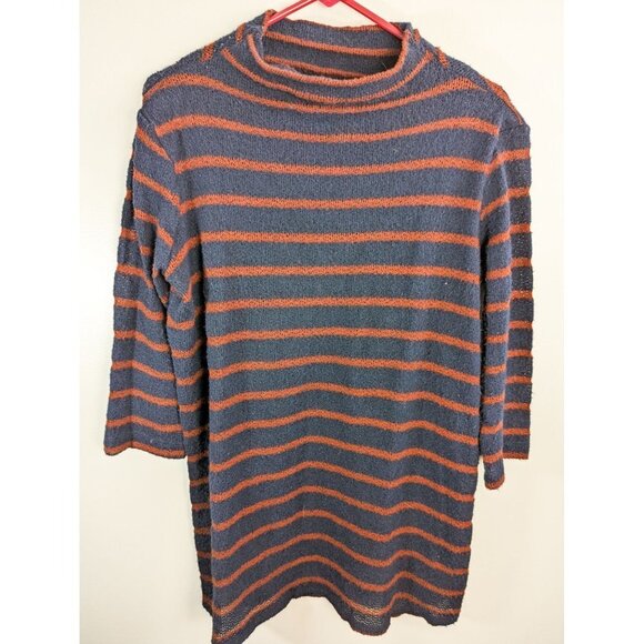 Urban Outfitters BDG Striped Mock Neck Sweater Large Blue Orange - Picture 1 of 8
